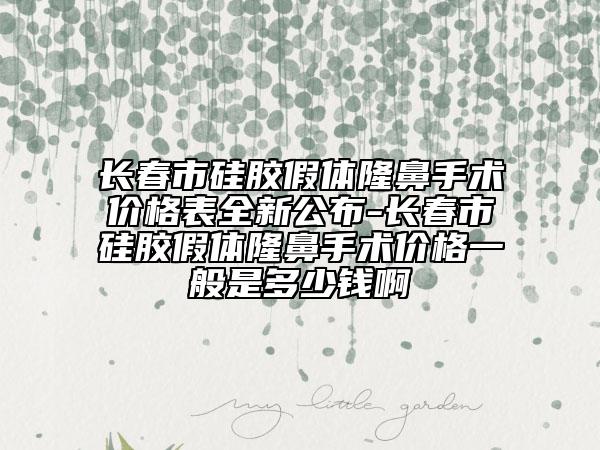 長春市硅膠假體隆鼻手術(shù)價格表全新公布-長春市硅膠假體隆鼻手術(shù)價格一般是多少錢啊