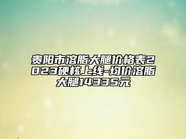 貴陽市溶脂大腿價格表2023硬核上線-均價溶脂大腿14335元
