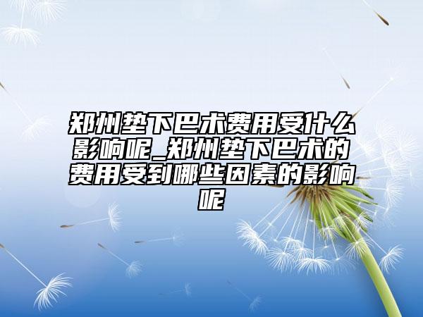 鄭州墊下巴術(shù)費用受什么影響呢_鄭州墊下巴術(shù)的費用受到哪些因素的影響呢