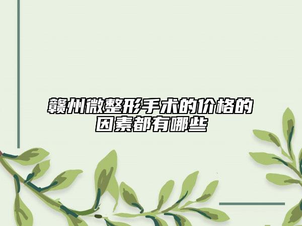贛州微整形手術(shù)的價格的因素都有哪些