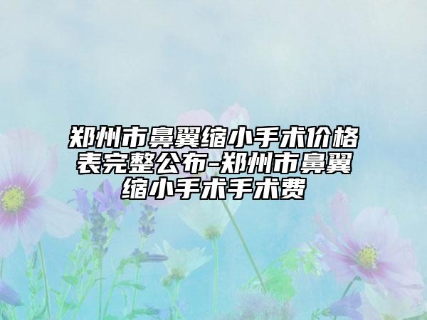 鄭州市鼻翼縮小手術(shù)價(jià)格表完整公布-鄭州市鼻翼縮小手術(shù)手術(shù)費(fèi)