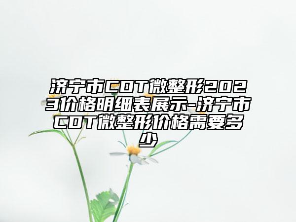 濟(jì)寧市CDT微整形2023價(jià)格明細(xì)表展示-濟(jì)寧市CDT微整形價(jià)格需要多少