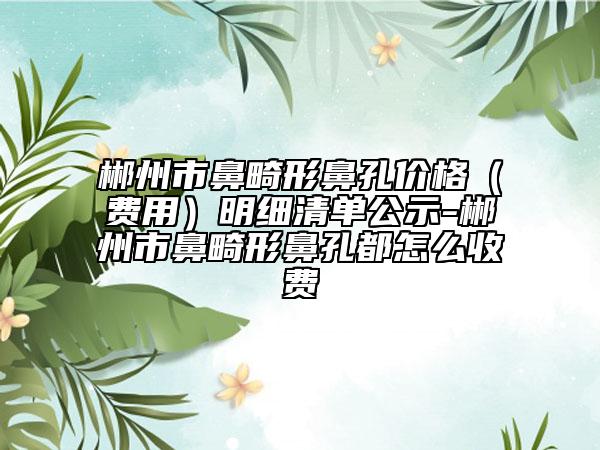 郴州市鼻畸形鼻孔價(jià)格（費(fèi)用）明細(xì)清單公示-郴州市鼻畸形鼻孔都怎么收費(fèi)