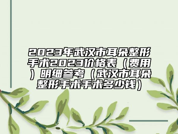 2023年武漢市耳朵整形手術(shù)2023價(jià)格表（費(fèi)用）明細(xì)參考（武漢市耳朵整形手術(shù)手術(shù)多少錢）