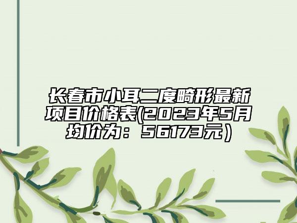 長春市小耳二度畸形最新項目價格表(2023年5月均價為：56173元）