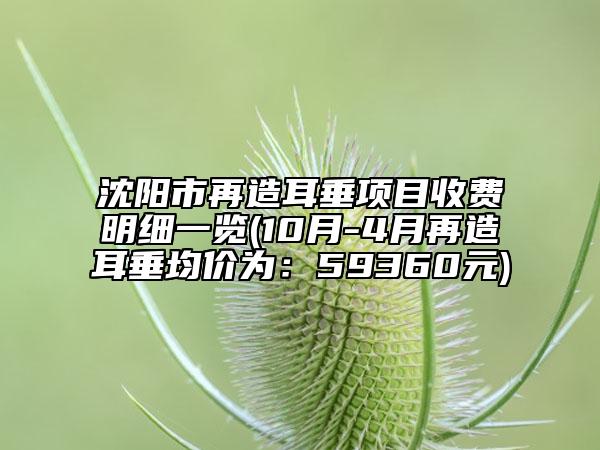 沈陽(yáng)市再造耳垂項(xiàng)目收費(fèi)明細(xì)一覽(10月-4月再造耳垂均價(jià)為：59360元)