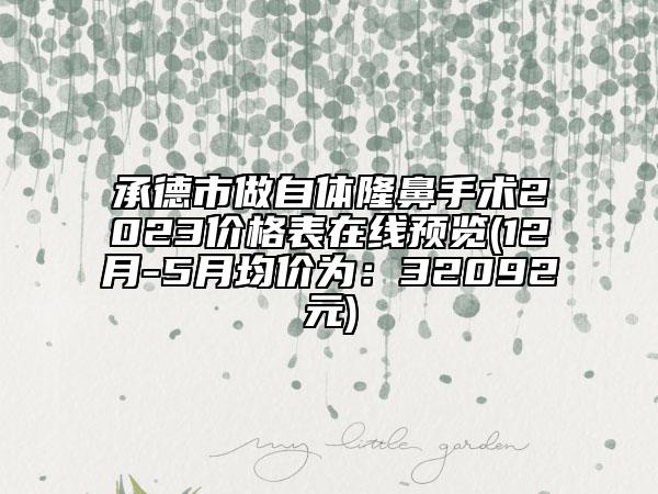 承德市做自體隆鼻手術2023價格表在線預覽(12月-5月均價為：32092元)