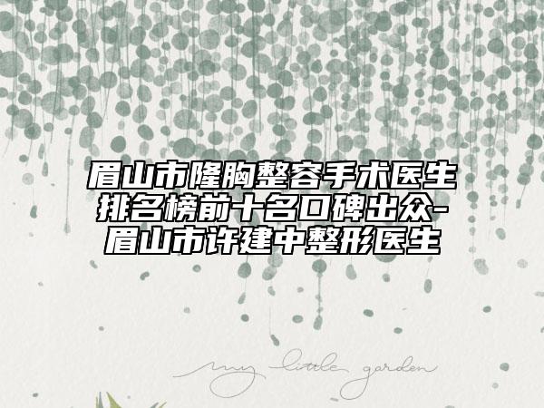 眉山市隆胸整容手術(shù)醫(yī)生排名榜前十名口碑出眾-眉山市許建中整形醫(yī)生