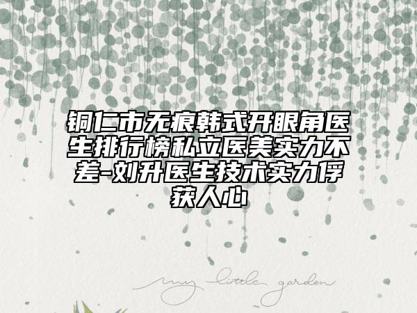 銅仁市無痕韓式開眼角醫(yī)生排行榜私立醫(yī)美實(shí)力不差-劉升醫(yī)生技術(shù)實(shí)力俘獲人心