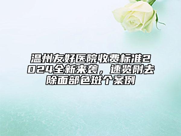 溫州友好醫(yī)院收費(fèi)標(biāo)準(zhǔn)2024全新來(lái)襲，速覽附去除面部色斑個(gè)案例
