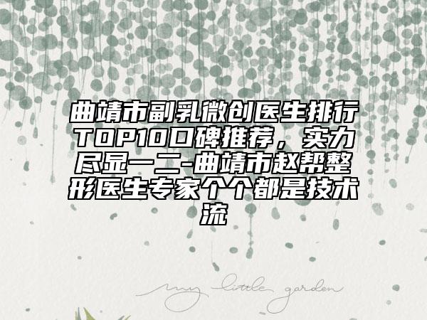 曲靖市副乳微創(chuàng)醫(yī)生排行TOP10口碑推薦，實力盡顯一二-曲靖市趙幫整形醫(yī)生專家個個都是技術(shù)流