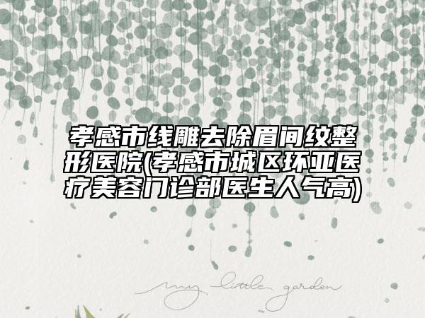 孝感市線雕去除眉間紋整形醫(yī)院(孝感市城區(qū)環(huán)亞醫(yī)療美容門診部醫(yī)生人氣高)