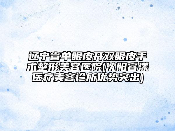遼寧省單眼皮開雙眼皮手術(shù)整形美容醫(yī)院(沈陽睿漾醫(yī)療美容診所優(yōu)勢突出)
