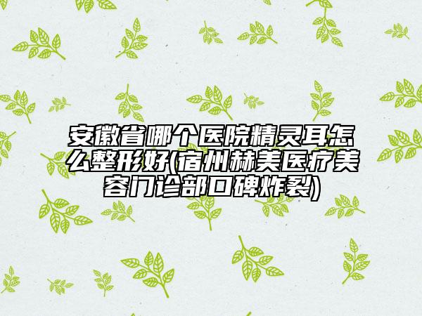 安徽省哪個(gè)醫(yī)院精靈耳怎么整形好(宿州赫美醫(yī)療美容門(mén)診部口碑炸裂)