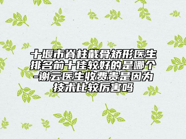 十堰市脊柱截骨矯形醫(yī)生排名前十佳較好的是哪個-謝云醫(yī)生收費貴是因為技術比較厲害嗎