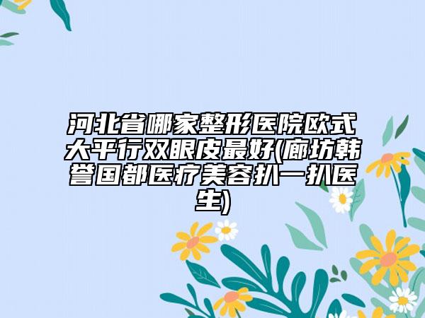 河北省哪家整形醫(yī)院歐式大平行雙眼皮最好(廊坊韓譽(yù)國(guó)都醫(yī)療美容扒一扒醫(yī)生)