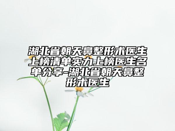 湖北省朝天鼻整形術醫(yī)生上榜清單實力上榜醫(yī)生名單分享-湖北省朝天鼻整形術醫(yī)生
