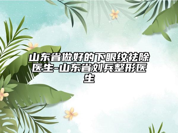 山東省做好的下眼紋祛除醫(yī)生-山東省劉兵整形醫(yī)生