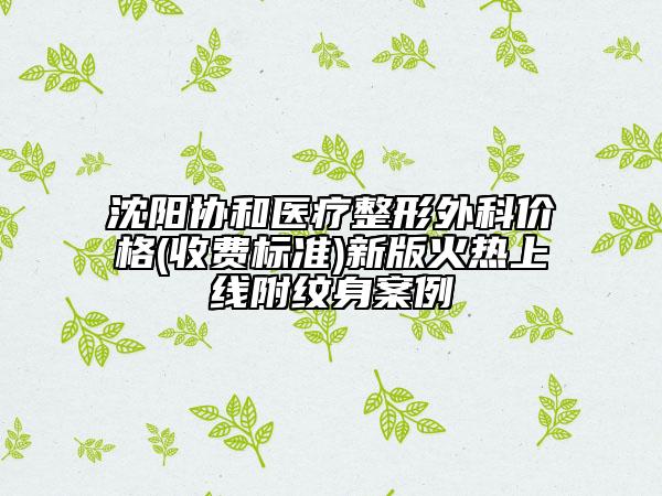 沈陽協(xié)和醫(yī)療整形外科價格(收費標準)新版火熱上線附紋身案例