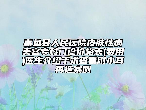 嘉魚縣人民醫(yī)院皮膚性病美容?？崎T診價格表(費用)醫(yī)生介紹手術(shù)查看附小耳再造案例