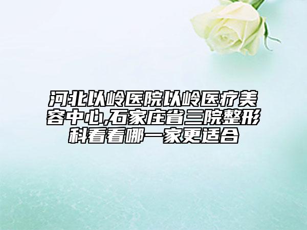 河北以嶺醫(yī)院以嶺醫(yī)療美容中心,石家莊省三院整形科看看哪一家更適合