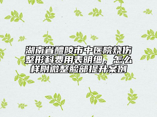 湖南省醴陵市中醫(yī)院燒傷整形科費(fèi)用表明細(xì)，怎么樣附微整臉部提升案例