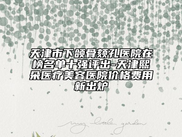 天津市下頜骨頦孔醫(yī)院在榜名單十強評出-天津熙朵醫(yī)療美容醫(yī)院價格費用新出爐