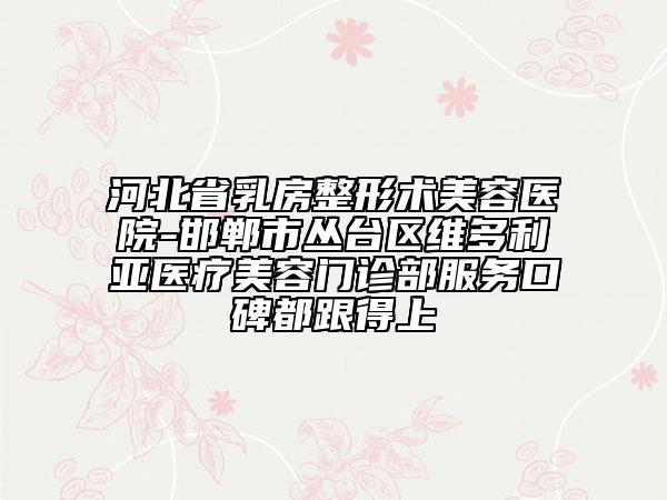 河北省乳房整形術(shù)美容醫(yī)院-邯鄲市叢臺(tái)區(qū)維多利亞醫(yī)療美容門診部服務(wù)口碑都跟得上