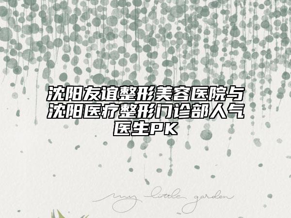 沈陽友誼整形美容醫(yī)院與沈陽醫(yī)療整形門診部人氣醫(yī)生PK