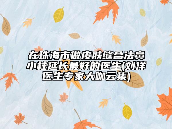 在珠海市做皮膚縫合法鼻小柱延長(zhǎng)最好的醫(yī)生(劉洋醫(yī)生專家大咖云集)