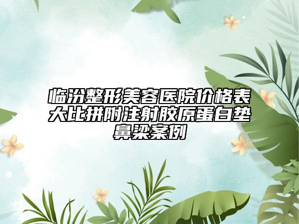 臨汾整形美容醫(yī)院價格表大比拼附注射膠原蛋白墊鼻梁案例
