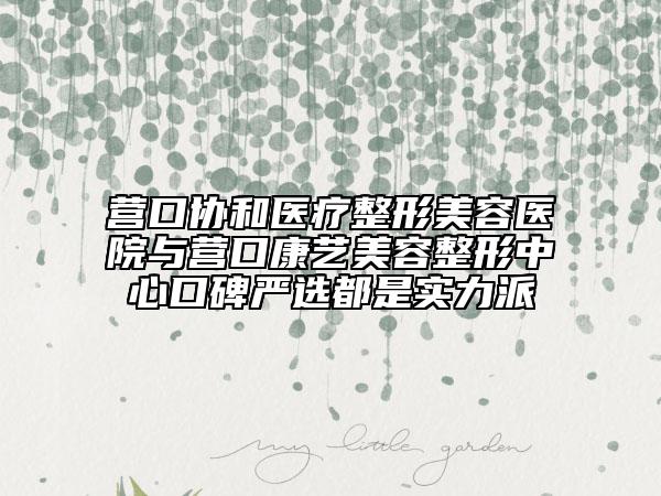 營(yíng)口協(xié)和醫(yī)療整形美容醫(yī)院與營(yíng)口康藝美容整形中心口碑嚴(yán)選都是實(shí)力派