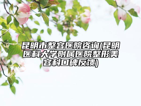 昆明市整容醫(yī)院咨詢(昆明醫(yī)科大學(xué)附屬醫(yī)院整形美容科口碑反饋)