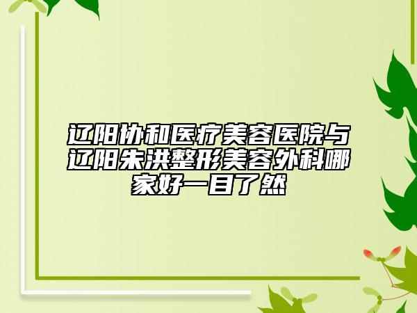 遼陽協(xié)和醫(yī)療美容醫(yī)院與遼陽朱洪整形美容外科哪家好一目了然