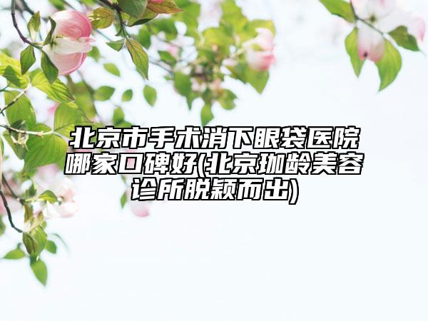 北京市手術消下眼袋醫(yī)院哪家口碑好(北京珈齡美容診所脫穎而出)