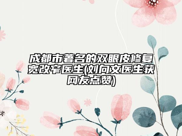 成都市著名的雙眼皮修復(fù)寬改窄醫(yī)生(劉向文醫(yī)生獲網(wǎng)友點(diǎn)贊)