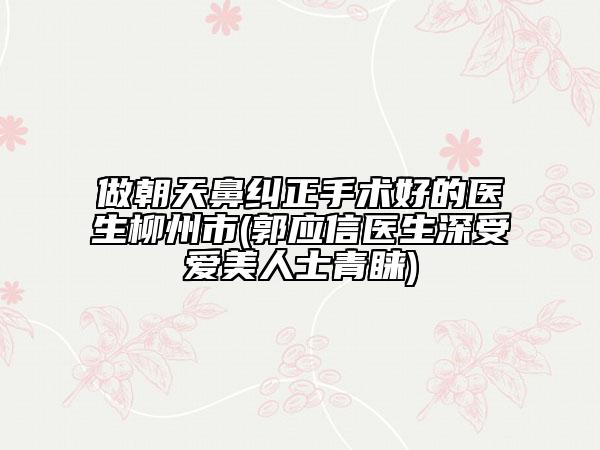做朝天鼻糾正手術(shù)好的醫(yī)生柳州市(郭應(yīng)信醫(yī)生深受愛美人士青睞)
