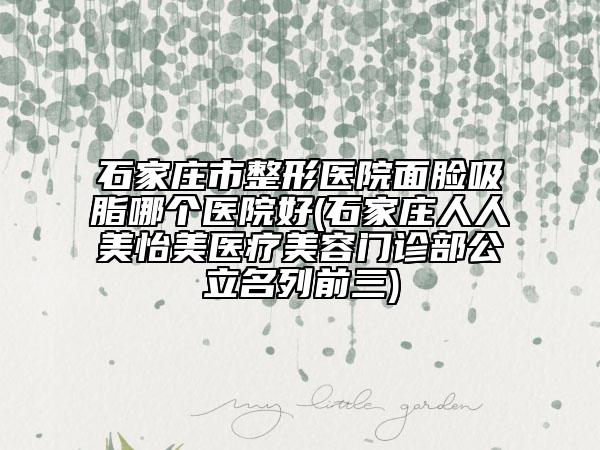 石家莊市整形醫(yī)院面臉吸脂哪個(gè)醫(yī)院好(石家莊人人美怡美醫(yī)療美容門診部公立名列前三)