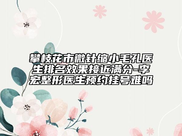攀枝花市微針縮小毛孔醫(yī)生排名效果接近滿分-李宏整形醫(yī)生預約掛號難嗎
