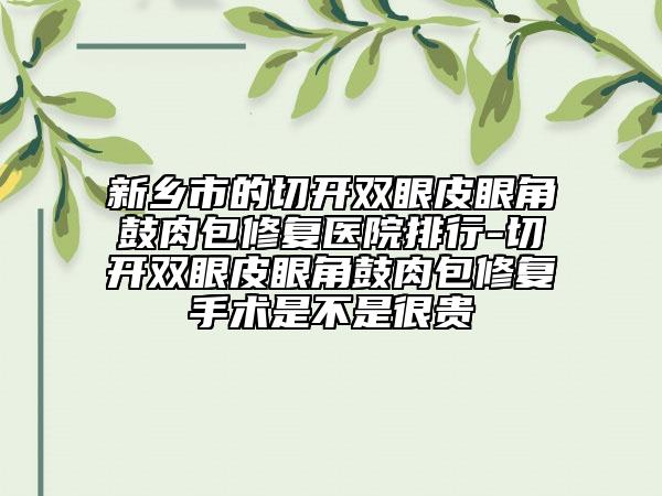 新鄉(xiāng)市的切開雙眼皮眼角鼓肉包修復(fù)醫(yī)院排行-切開雙眼皮眼角鼓肉包修復(fù)手術(shù)是不是很貴