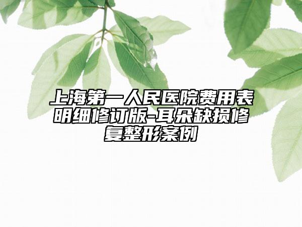 上海第一人民醫(yī)院費(fèi)用表明細(xì)修訂版-耳朵缺損修復(fù)整形案例