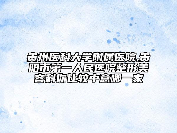 貴州醫(yī)科大學(xué)附屬醫(yī)院,貴陽(yáng)市第一人民醫(yī)院整形美容科你比較中意哪一家
