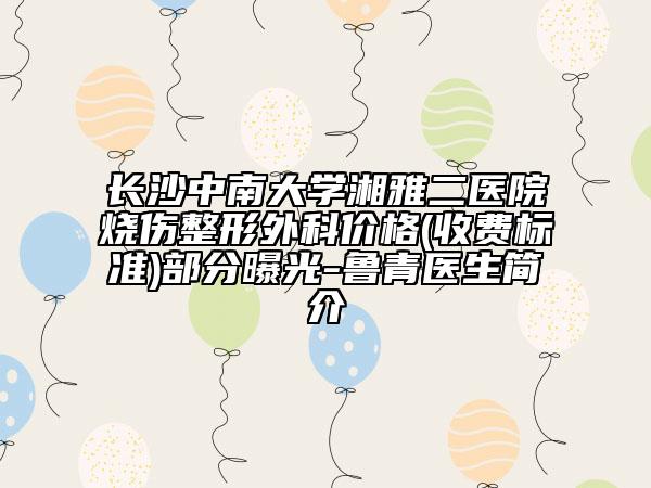 長(zhǎng)沙中南大學(xué)湘雅二醫(yī)院燒傷整形外科價(jià)格(收費(fèi)標(biāo)準(zhǔn))部分曝光-魯青醫(yī)生簡(jiǎn)介