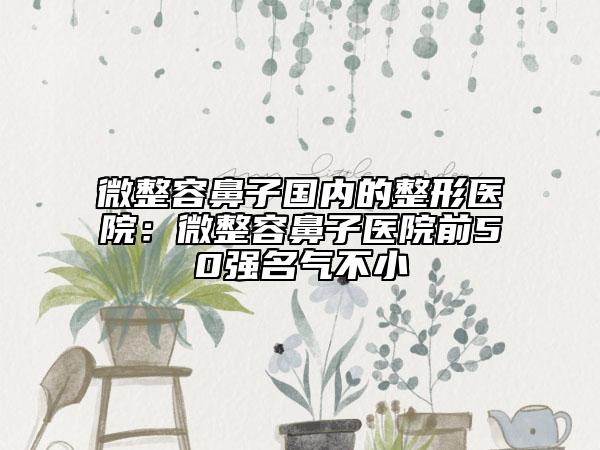 微整容鼻子國(guó)內(nèi)的整形醫(yī)院：微整容鼻子醫(yī)院前50強(qiáng)名氣不小