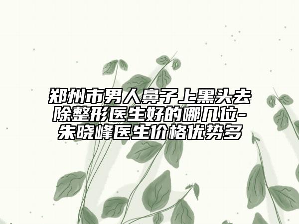 鄭州市男人鼻子上黑頭去除整形醫(yī)生好的哪幾位-朱曉峰醫(yī)生價格優(yōu)勢多