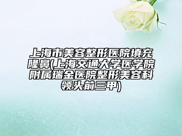 上海市美容整形醫(yī)院填充隆鼻(上海交通大學(xué)醫(yī)學(xué)院附屬瑞金醫(yī)院整形美容科領(lǐng)頭前三甲)