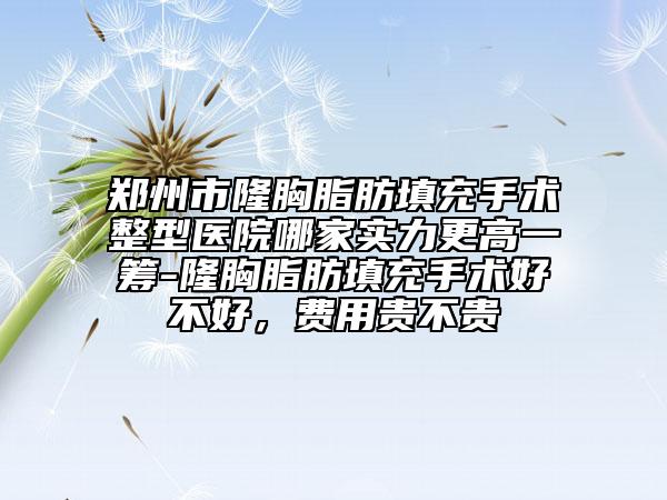 鄭州市隆胸脂肪填充手術(shù)整型醫(yī)院哪家實(shí)力更高一籌-隆胸脂肪填充手術(shù)好不好，費(fèi)用貴不貴