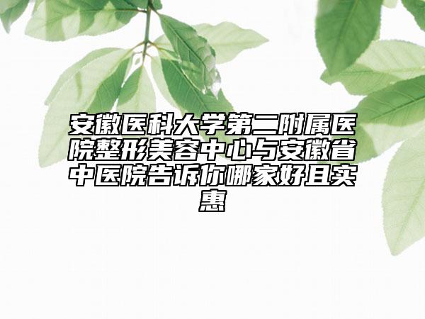安徽醫(yī)科大學(xué)第二附屬醫(yī)院整形美容中心與安徽省中醫(yī)院告訴你哪家好且實(shí)惠