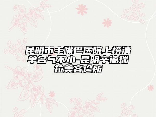昆明市豐嘴巴醫(yī)院上榜清單名氣不小-昆明辛德瑞拉美容診所