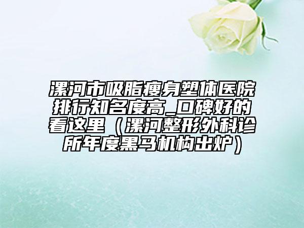 漯河市吸脂瘦身塑體醫(yī)院排行知名度高_(dá)口碑好的看這里（漯河整形外科診所年度黑馬機(jī)構(gòu)出爐）